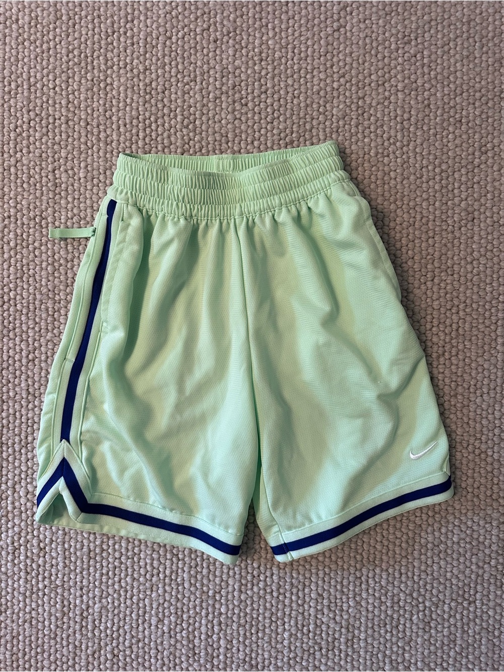 Nike Light Green Athletic Shorts with Navy Trim